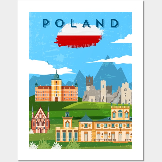 Poland.Retro travel poster Wall Art by GreekTavern